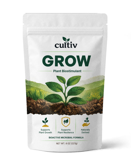 Cultiv GROW, 8 oz standing pouch — front label